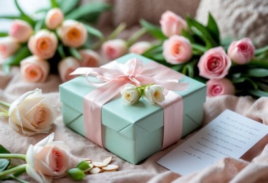 Et smukt gavebrandingbillede til mors dag, med farver og detaljer, der fremhæver kærlighed og omtanke.